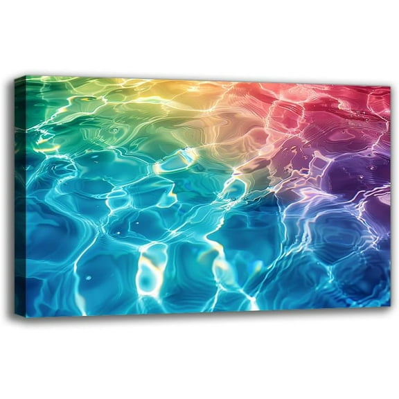 Sea Sunshine Rainbow Canvas Wall Art Prints- Charming Seascape Framed Art Painting, Contemporary Aesthetics Bedroom Decor Posters, Wall Decor for Bathroom Living Room Gift for Home Decor Enthusiasts