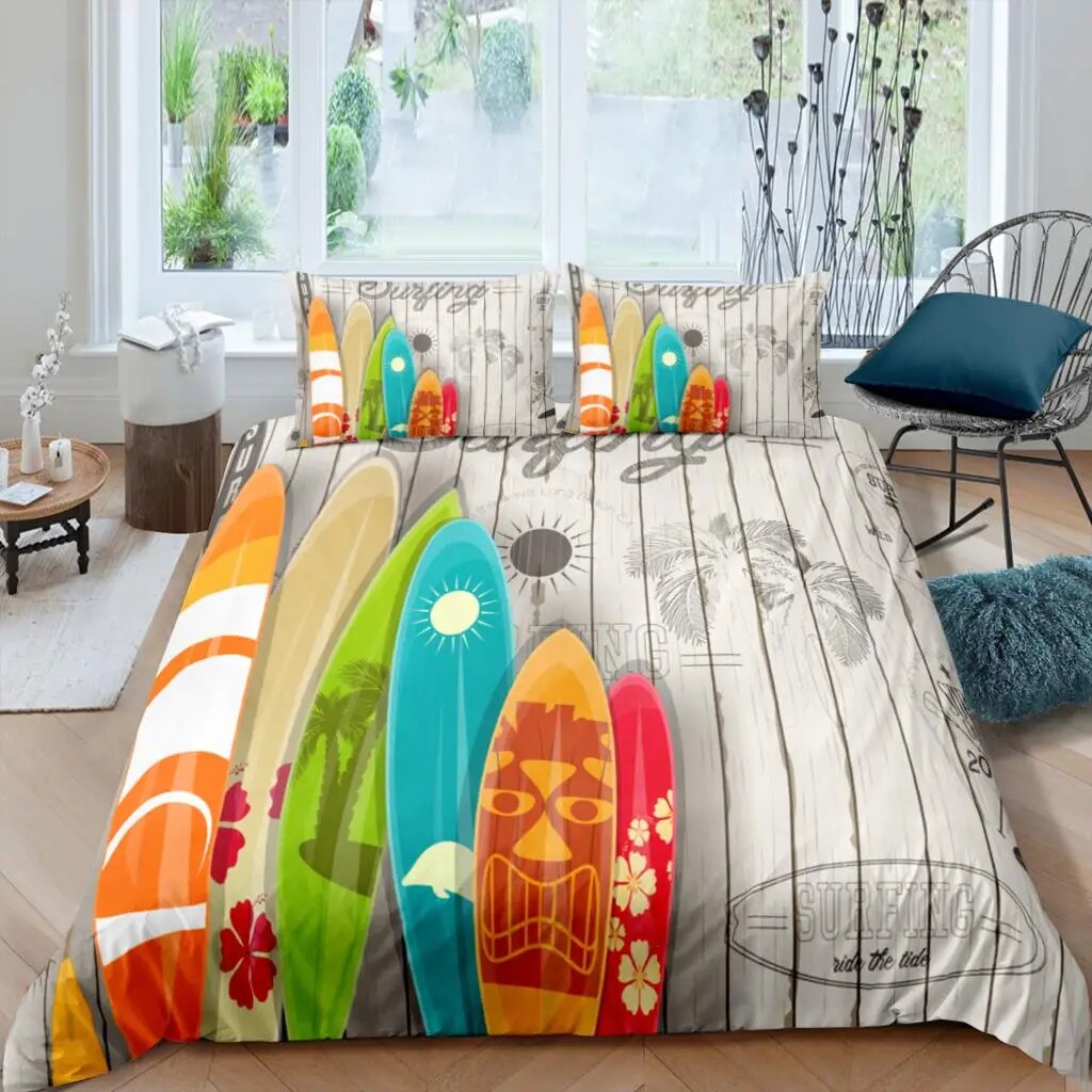 Sea Surfing Bedding Set Surf Modern Outdoor Extreme Sports Duvet Cover
