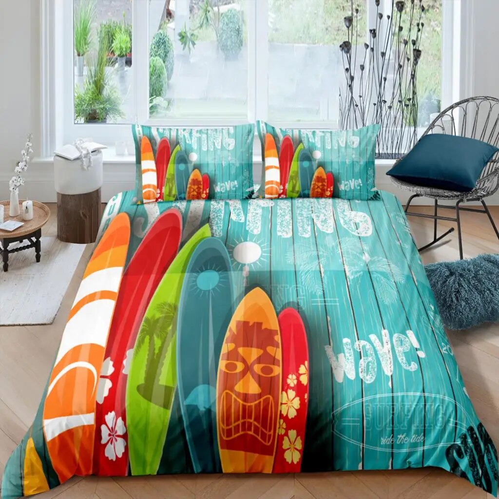 Sea Surfing Bedding Set Surf Modern Outdoor Extreme Sports Duvet Cover