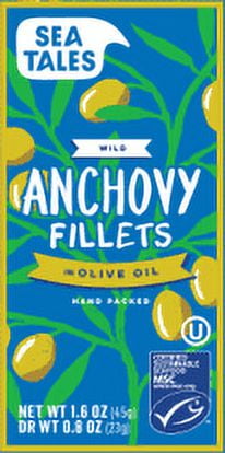 Sea Tales MSC Wild Caught Anchovy Fillets in Olive Oil, 1.6 oz