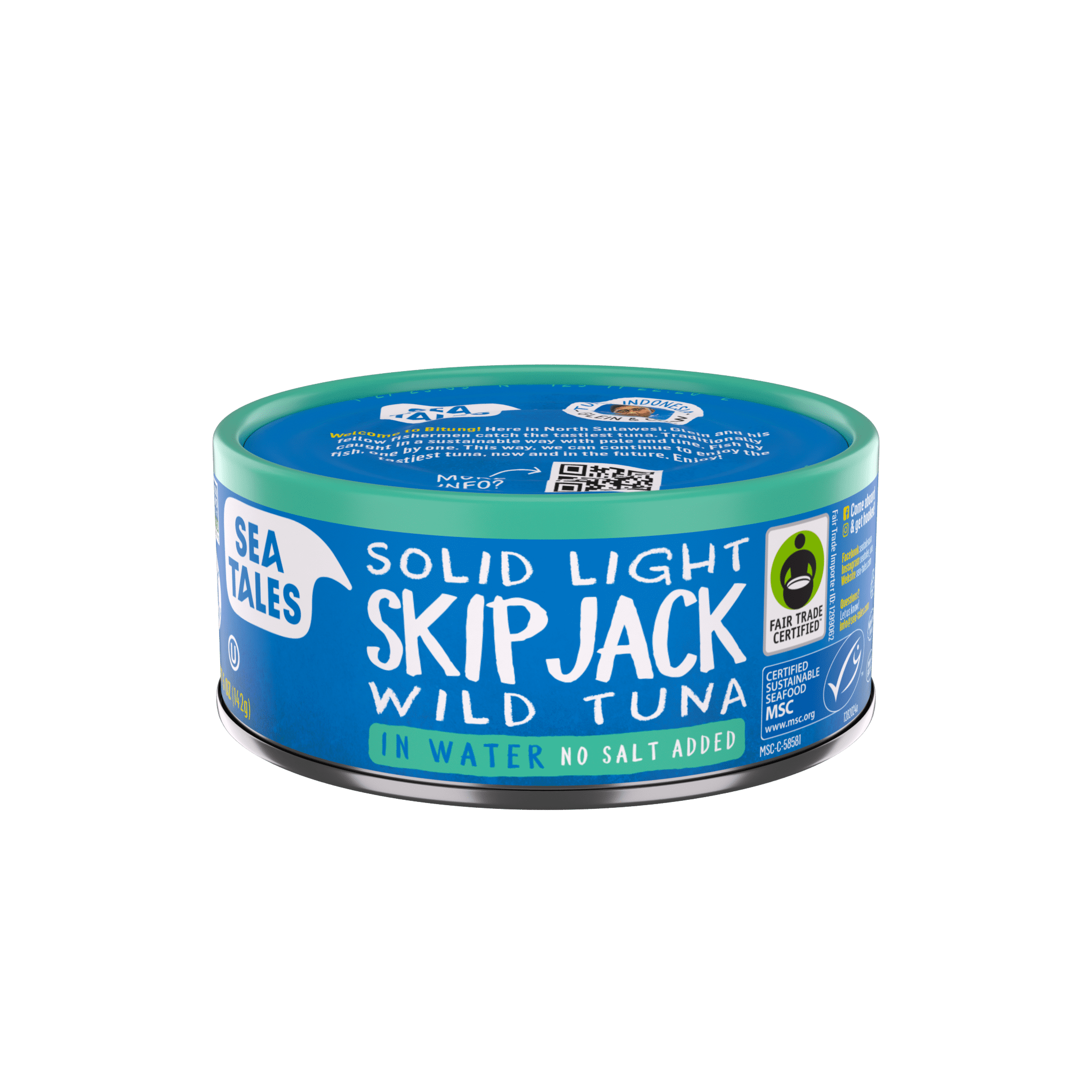 Sea Tales MSC Wild Caught Skipjack Tuna in Water No Salt Added, 5 oz Can