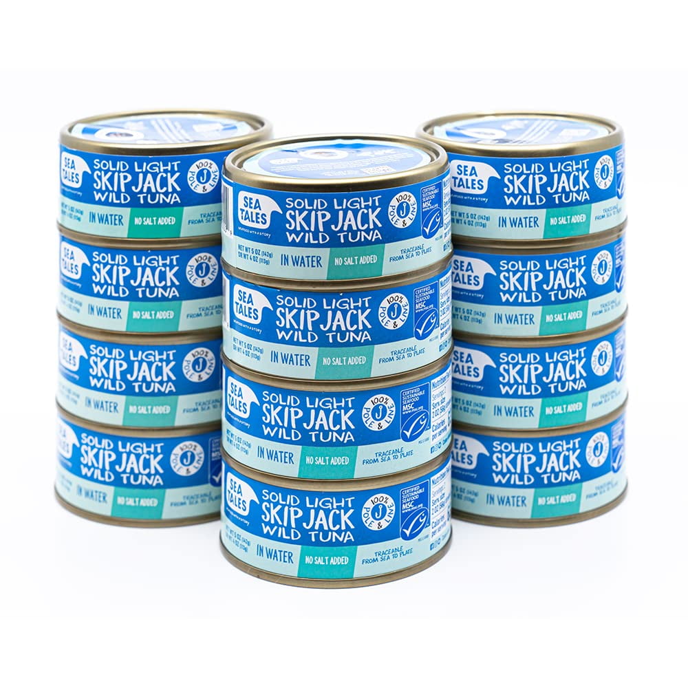 Sea Tales Solid Light Skipjack Canned Tuna in Water No Salt Added 100 Pole & Line Wild