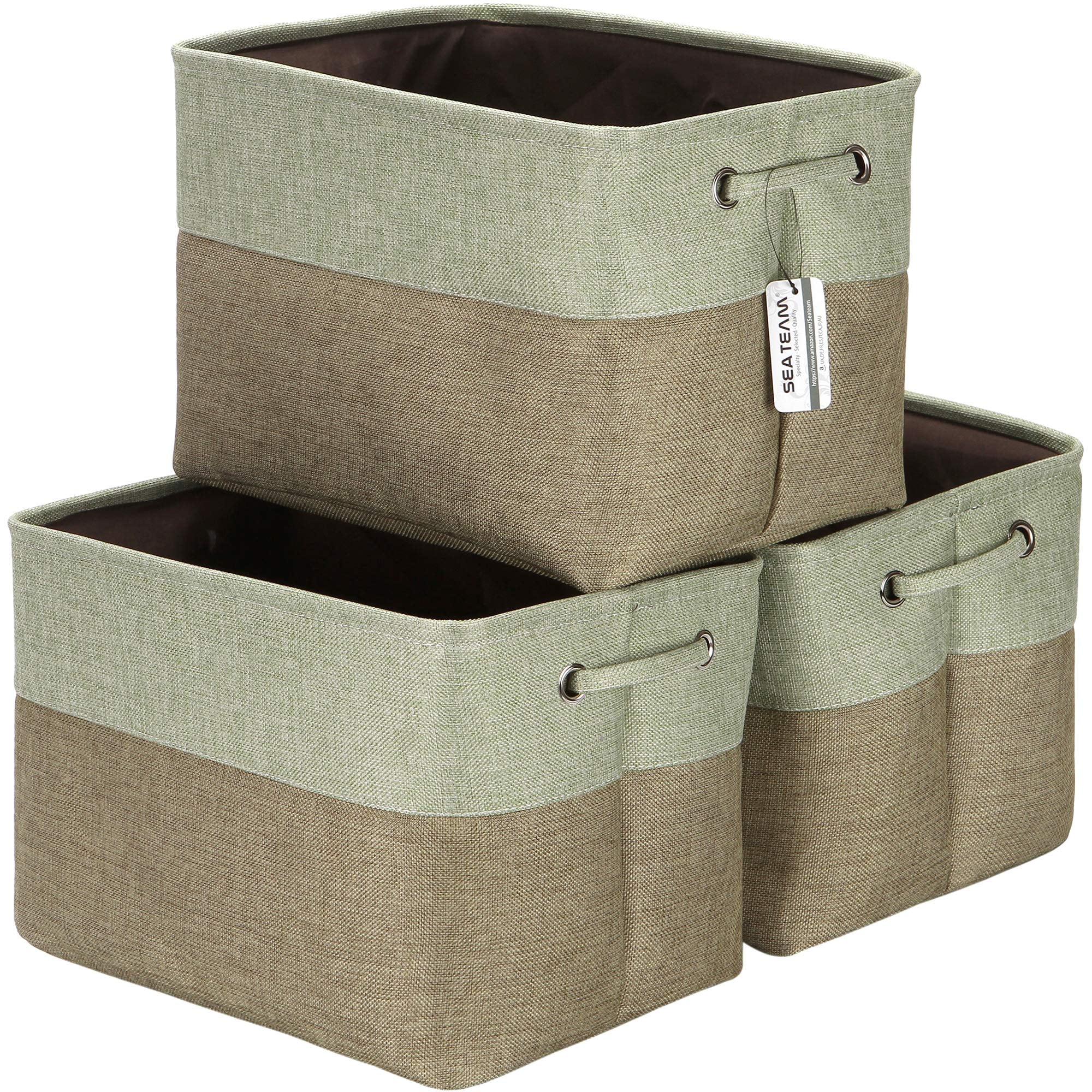 Sea Team 3-Pack Large, Foldable, Decorative Canvas Storage Containers ...