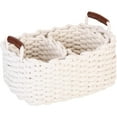 thumbnail image 1 of Sea Team 3-Pack Rectangle Woven Cotton Rope Storage Baskets with Handles, Shelf Basket, Closet Organizers, 3-in-1, White C104, 1 of 3