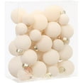 thumbnail image 1 of Sea Team 32-Pack Flocked Velvet Christmas Tree Ball Ornaments Set, Decorative Hanging Baubles, Shatterproof Plastic Decorations for Xmas Tree, Wreath, Garland, Multi-sized, Cream, 1 of 7
