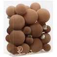 thumbnail image 1 of Sea Team 32-Pack Flocked Velvet Christmas Tree Ball Ornaments Set, Decorative Hanging Baubles, Shatterproof Plastic Decorations for Xmas Tree, Wreath, Garland, Multi-sized, Brown, 1 of 7