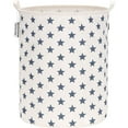thumbnail image 1 of Sea Team Collapsible Canvas Fabric Laundry Hamper with Handles, Cylindric Waterproof Storage Basket, Closet Organizer, 19.7 x 15.7 Inches, Navy Star, 1 of 6