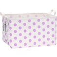 thumbnail image 1 of Sea Team Collapsible Canvas Fabric Storage Basket with Handles, Rectangle Waterproof Storage Bin, Box, Cube, Foldable Shelf Basket, Closet Organizer, 16.5 x 11.8 x 9.8 Inches, Purple Dot, 1 of 6