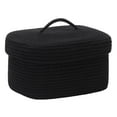thumbnail image 1 of Sea Team Oval Cotton Rope Storage Basket with Lid, Lidded Woven Storage Bin, Nursery Storage Container, Diaper Caddy, Baby Shower Basket, Box, Organizer, 15 x 11 x 6.5 Inches, Black, 1 of 7