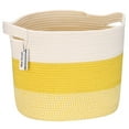 thumbnail image 1 of Sea Team Oval Cotton Rope Woven Storage Basket with Handles, 16 x 13 inches, White & Mottled Yellow, 1 of 7