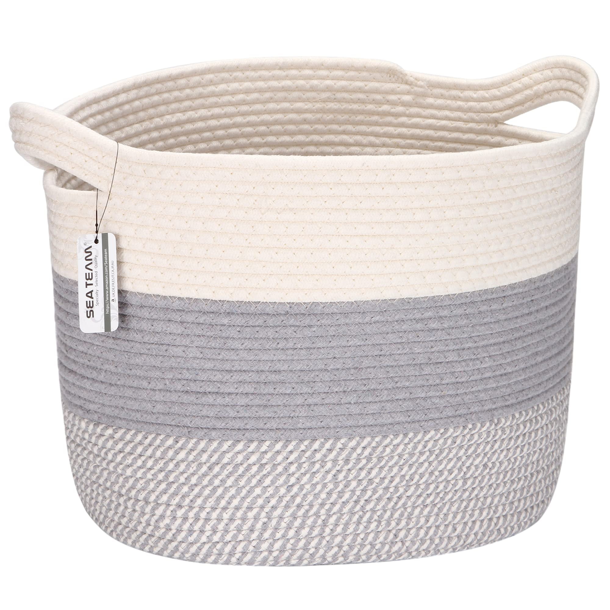 Sea Team Oval Large Cotton Rope Woven Storage Basket with Handles