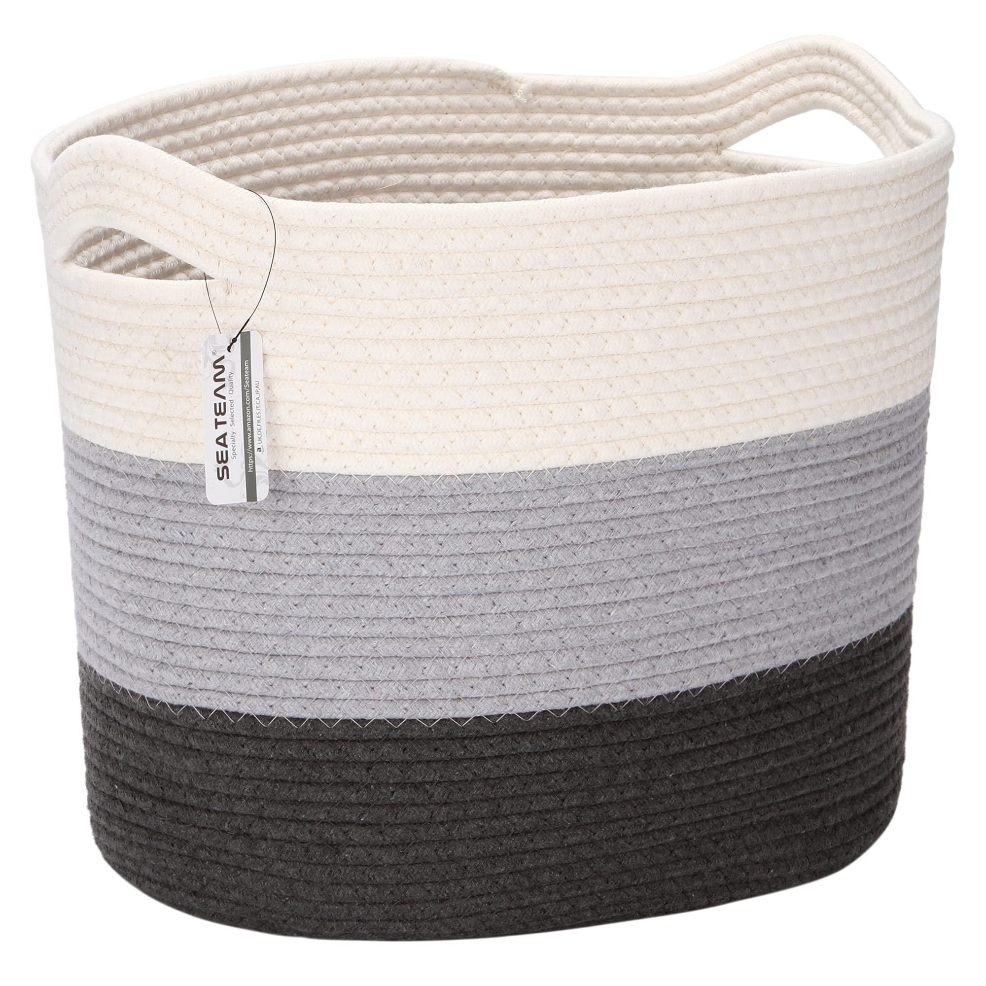 Sea Team Oval Large Cotton Rope Woven Storage Basket with Handles