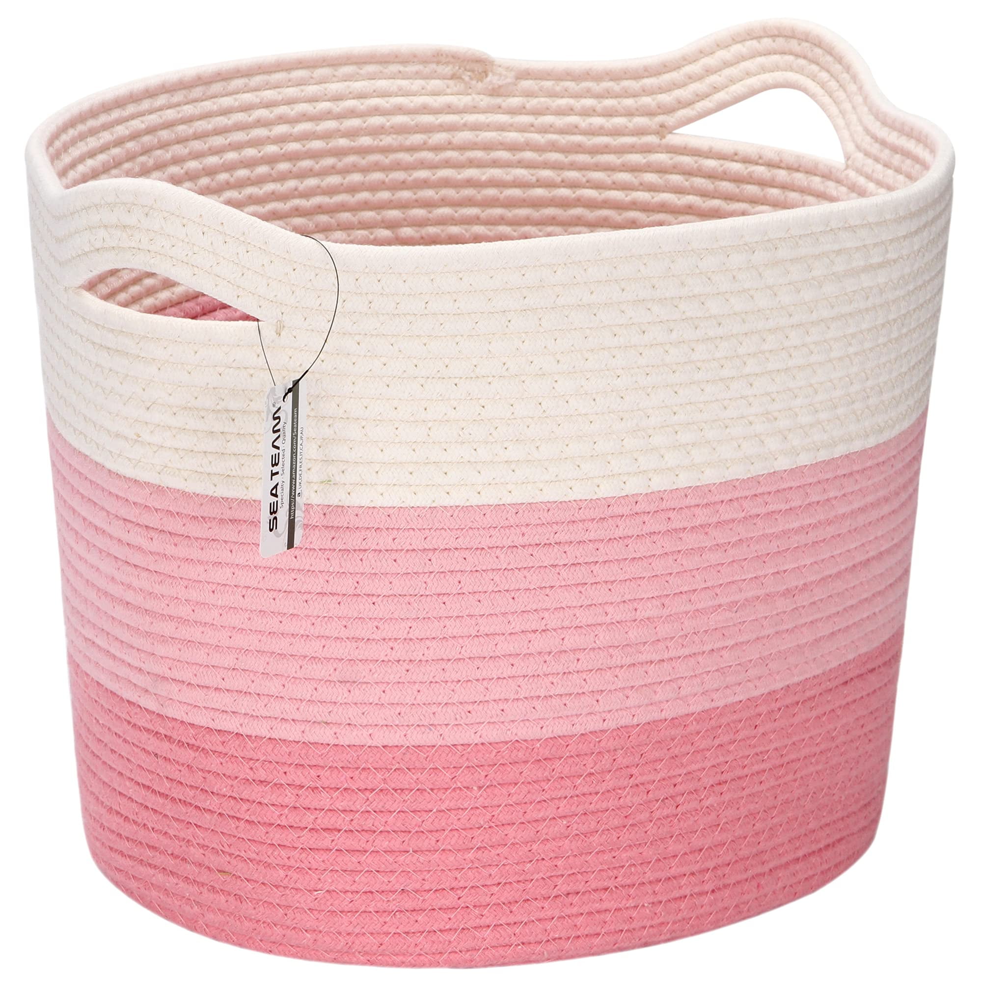 Sea Team Oval Large Cotton Rope Woven Storage Basket with Handles