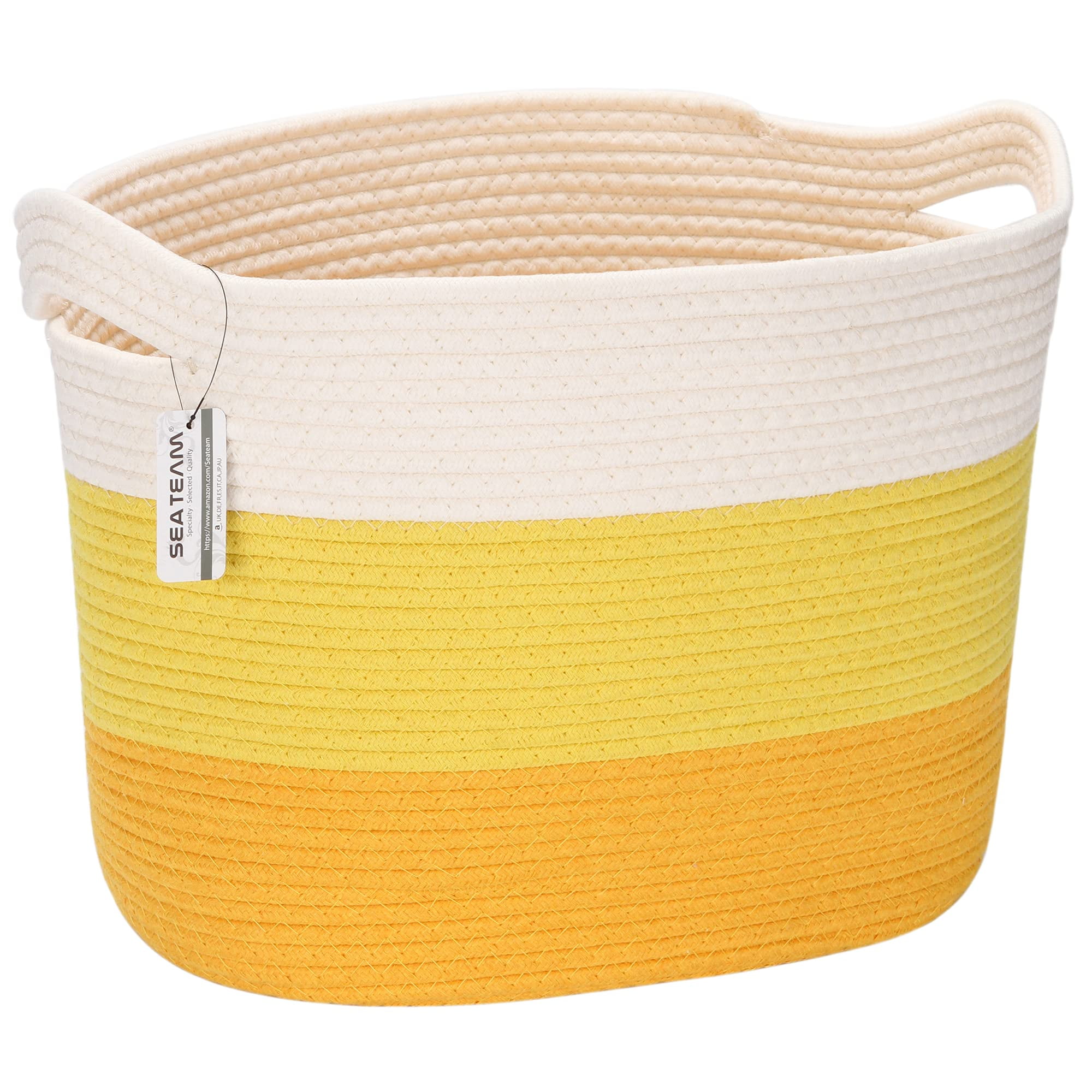 Sea Team Oval Large Cotton Rope Woven Storage Basket with Handles