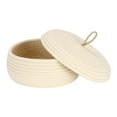 thumbnail image 1 of Sea Team Round Cotton Rope Storage Basket with Lid, Decorative Woven Storage Bin, Pot, Caddy, Organizer, Container for Snacks, Towels, Plants, 10 x 4.5 Inches (Small, Shallow, Cream), 1 of 7