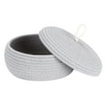 thumbnail image 1 of Sea Team Round Cotton Rope Storage Basket with Lid, Decorative Woven Storage Bin, Pot, Caddy, Organizer, Container for Snacks, Towels, Plants, 10 x 4.5 Inches (Small, Shallow, Grey), 1 of 7