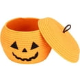 thumbnail image 1 of Sea Team Round Cotton Rope Storage Basket with Lid, Decorative Woven Storage Bin, Pot, Caddy, Organizer, Container for Snacks, Towels, Plants, 10 x 7.5 Inches (Small, Halloween), 1 of 6