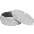 thumbnail image 1 of Sea Team Round Cotton Rope Storage Basket with Lid, Decorative Woven Storage Bin, Pot, Caddy, Organizer, Container for Snacks, Towels, Plants, 13 x 5.5 Inches (Large, Shallow, Grey), 1 of 7