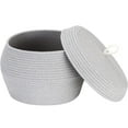 thumbnail image 1 of Sea Team Round Cotton Rope Storage Basket with Lid, Decorative Woven Storage Bin, Pot, Caddy, Organizer, Container for Snacks, Towels, Plants, 13 x 9 Inches (Large, Grey), 1 of 7