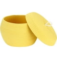 thumbnail image 1 of Sea Team Round Cotton Rope Storage Basket with Lid, Decorative Woven Storage Bin, Pot, Caddy, Organizer, Container for Snacks, Towels, Plants, 13 x 9 Inches (Large, Yellow), 1 of 7