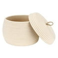 thumbnail image 1 of Sea Team Round Cotton Rope Storage Basket with Lid, Decorative Woven Storage Bin, Pot, Caddy, Organizer, Container for Snacks, Towels, Plants, 10 x 7.5 Inches (Small, Cream), 1 of 7