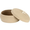 thumbnail image 1 of Sea Team Round Cotton Rope Storage Basket with Lid, Decorative Woven Storage Bin, Pot, Caddy, Organizer, Container for Snacks, Towels, Plants, 13 x 5.5 Inches (Large, Shallow, Khaki), 1 of 7