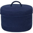 thumbnail image 1 of Sea Team Round Cotton Rope Storage Basket with Lid, Lidded Woven Storage Bin, Nursery Storage Container, Diaper Caddy, Baby Shower Basket, Box, Organizer, 11.8 x 11.8 x 6.7 Inches, Navy, 1 of 6