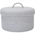 thumbnail image 1 of Sea Team Round Cotton Rope Storage Basket with Lid, Grey, 1 of 7