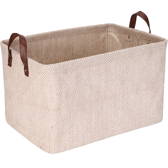 Sea Team Square Jute Storage Basket with Internal Frame Support - Structured Organizer 42x30x25cm for Shelves, Cabinets, Home Decor