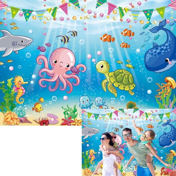 Under The Sea Theme Beautiful Backdrop Underwater Baby Animals Birthday Background Ocean Water Turtle Cartoon Sea Animals Aquarium Photograph Backdrop
