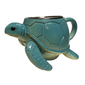 Sea Theme Cute Drinkware, 3D Effect Ceramic Cute Mugs, 3D Sea Turtle Coffee Mug, Novelty Drinkware for Tea and Beverages for Art Lover