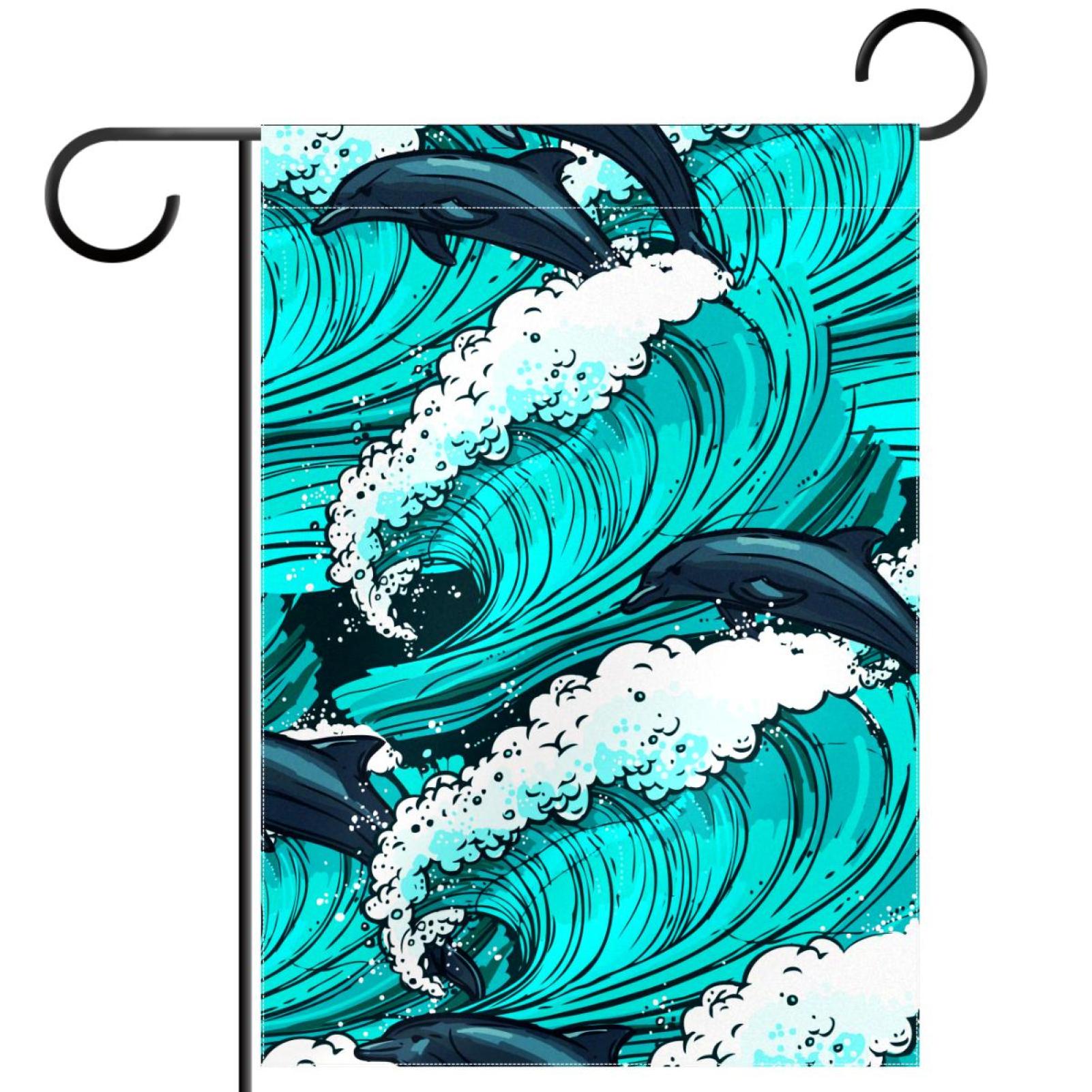 Sea Turquoise Dolphin Pattern Garden Banners Outdoor Flags for All