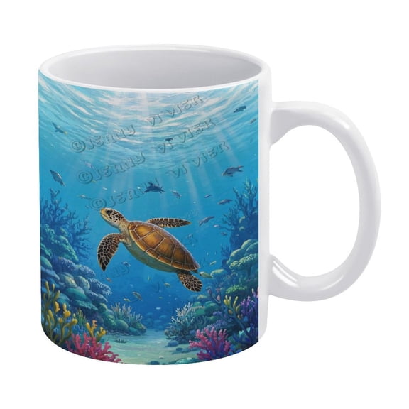 Sea Turtle 11 Oz Ceramic Mug, Ideal for Relaxing Tea or Coffee, Perfect for Nature Lovers