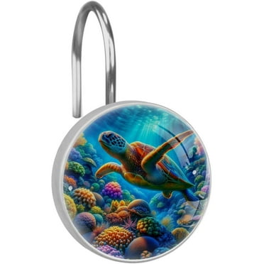 Sea Turtle (13) Round Shower 1 PC Curtain Rings, Stainless Steel Shower Hooks for Home Decoration