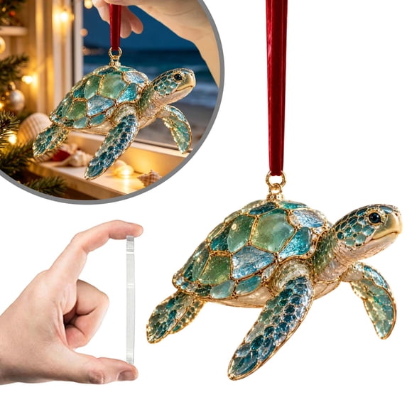 Sea Turtle 2D Acrylic Christmas Ornaments, Flat Sea Animal Hanging Decoration for Christmas Tree Holiday Home Decor, Festive Xmas Tree Ornament Keepsake Gift for Family Friends 1pc