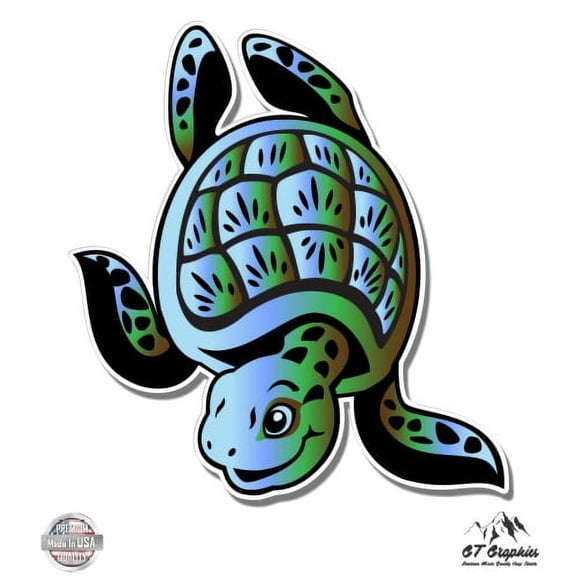 Sea Turtle - 3" Vinyl Sticker - For Car Laptop I-Pad Phone Helmet Hard Hat - Waterproof Decal