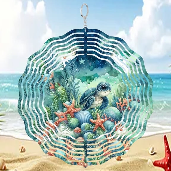 Sea Turtle 3D Wind Spinner Coastal Decor for Patio Pool Deck Beach House