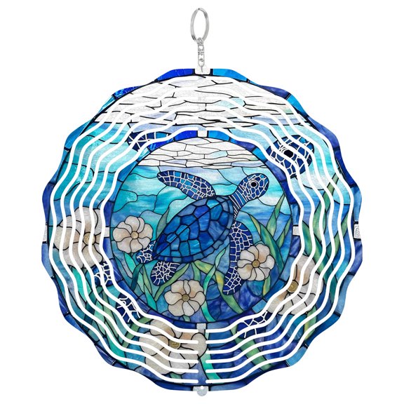 Sea Turtle 3D Wind Spinner, Coastal Ocean Garden Wall Art
