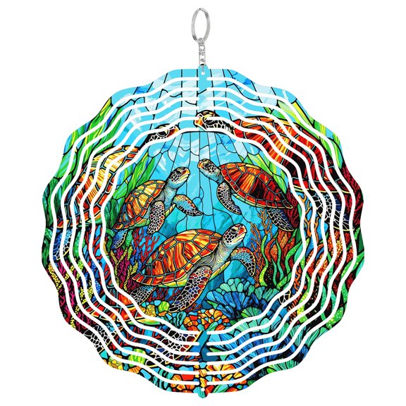 Sea Turtle 3D Wind Spinner, Ocean Life Outdoor Hanging Decor