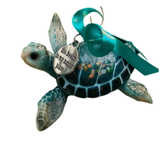 Sea Turtle Acrylic Ornament Beach Themed Hanging Decoration With Ribbon Engraved Design Coastal Home Decor Gift For Ocean Lovers 0.03Lb