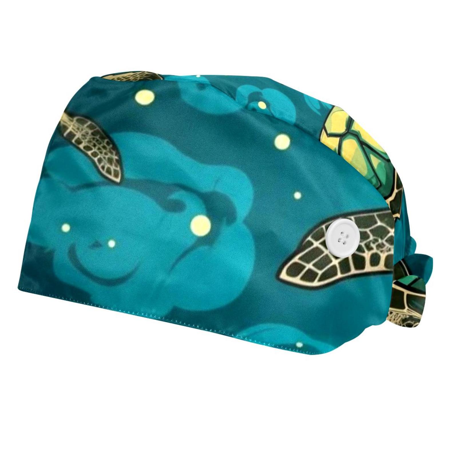 Sea Turtle Shell Pattern Cap Sea Turtle Adjustable Working Cap with Sweatband Suitable, 2 Packs ...