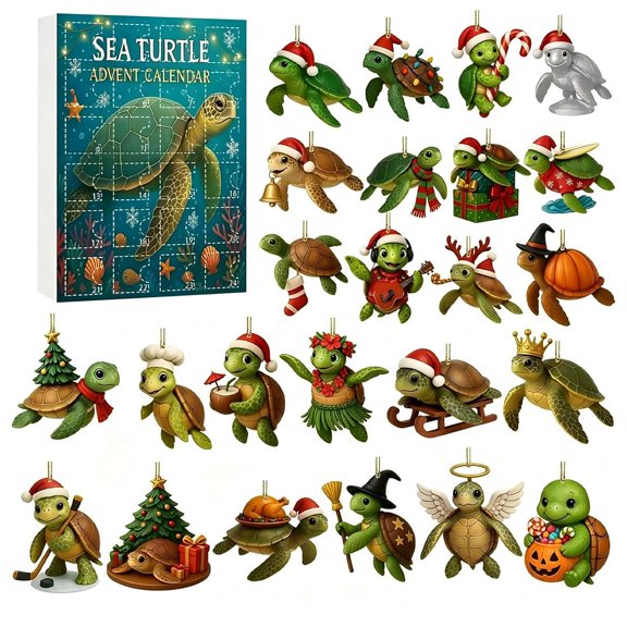 Sea Turtle Advent Calendar 2026, 3D Pvc Sea Turtle Advent Calendar