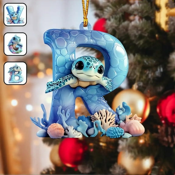Sea Turtle Alphabet Letter Ornament Decoration for Rooms and Nursery Learning
