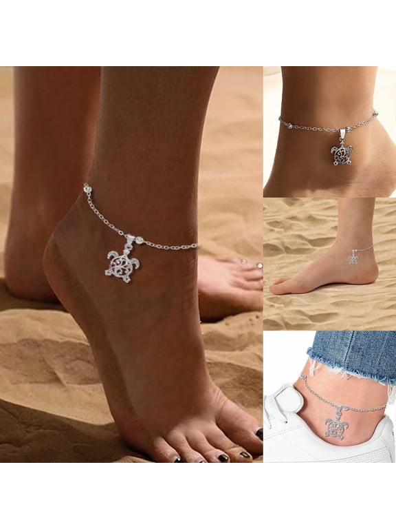 Sea Turtle Ankle Bracelet for Women, Turtle Anklet Creative Summer Beach Alloy Anklet, Small Turtle Simple Style Jewelry for Daily Wear, Meaningful Sea Turtle Anklet Gift
