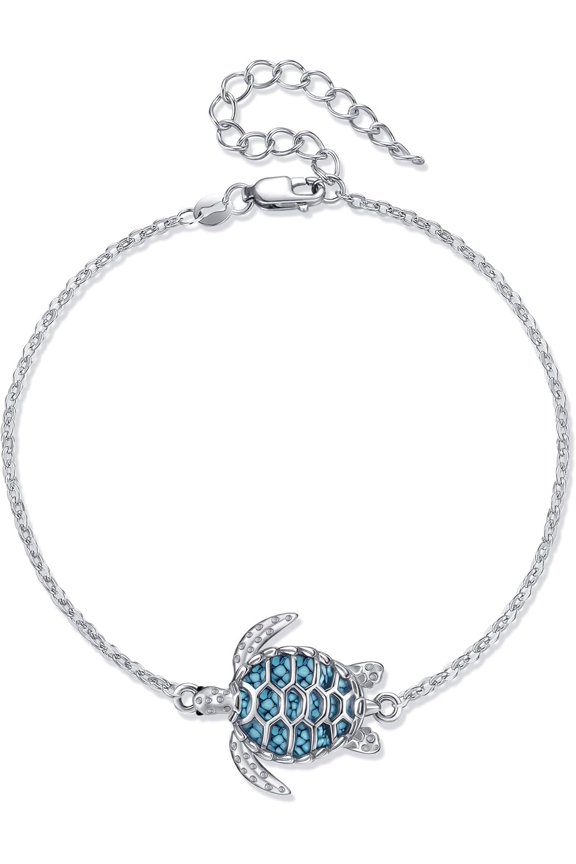 Sea Turtle Anklet Sterling Silver Turtle Anklet Ocean Beach Jewelry Gifts for Women