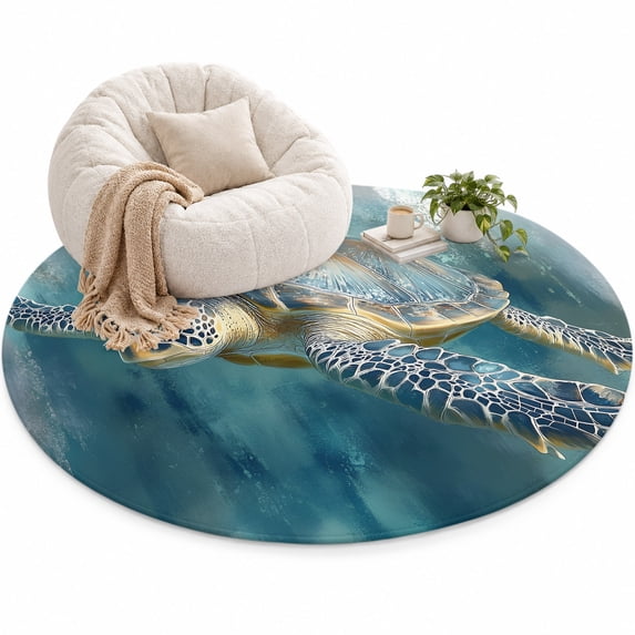 Sea Turtle Area Rug 4', Ocean Soft Mat Non-Slip Silicone Backing ...