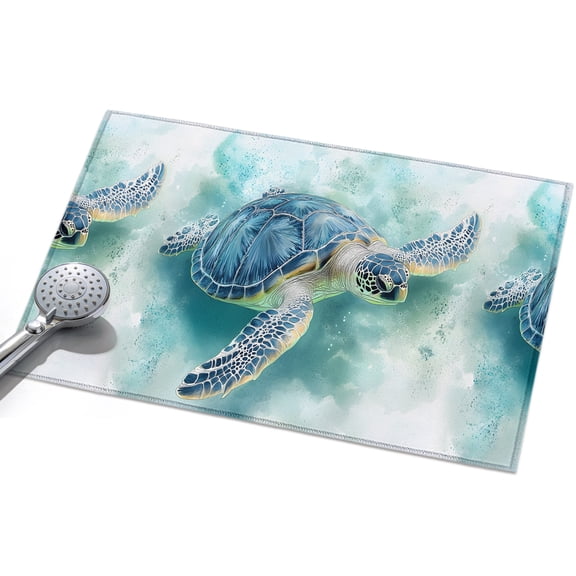 Sea Turtle Area Rugs 2x3ft Blue Turtle Ocean Animal Abstract Modern Art Floor Rug Non Slip Low Pile Ultra Soft Throw Carpet for Entryway Indoor Entrance Kitchen Bathroom