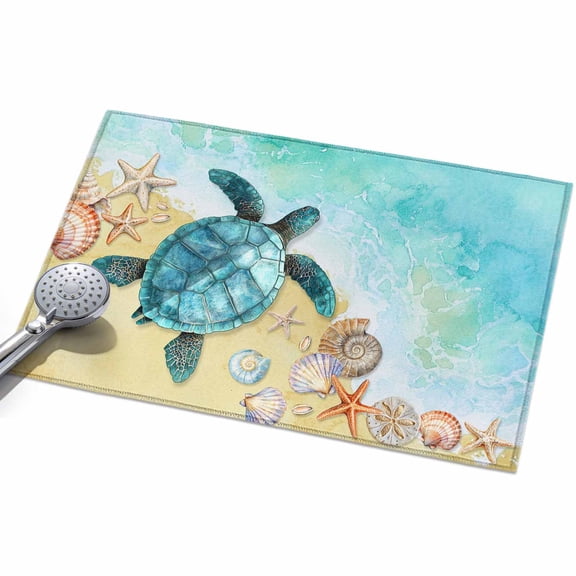 Sea Turtle Area Rugs 2x3ft Summer Turquoise Ocean Floor Rug Non Slip Low Pile Ultra Soft Throw Carpet for Entryway Indoor Entrance Kitchen Bathroom