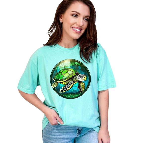 Sea Turtle Art T-Shirt, Colorful Turtle Tee, Ocean Wildlife Shirt, Nature Inspired T-Shirt, Animal Lover Gift, Unique Graphic Tee, Chalky Mint Comfort Colors T-Shirt, 3XL