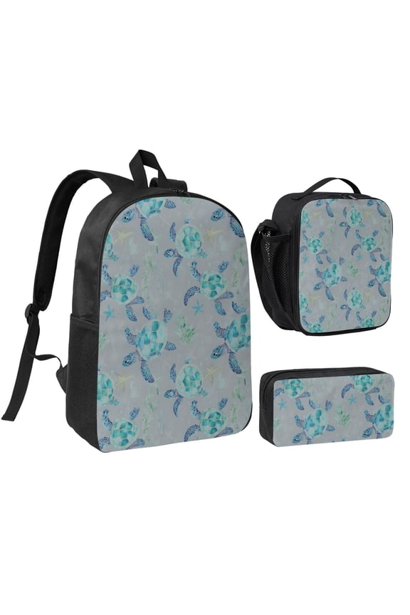 Sea Turtle Backpack Set 3pc ,Backpack with Lunch Bag and Bag 17 Inch